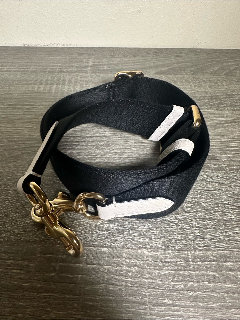 COACH Black Canvas REPLACEMENT STRAP, Cream Leather Gold Hardware 42’´Adjustable